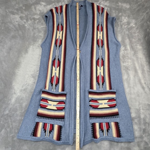 Chaps Ralph Lauren Sweater Vest Womens Size XL Blue Southwestern Cabincore - Picture 6 of 8